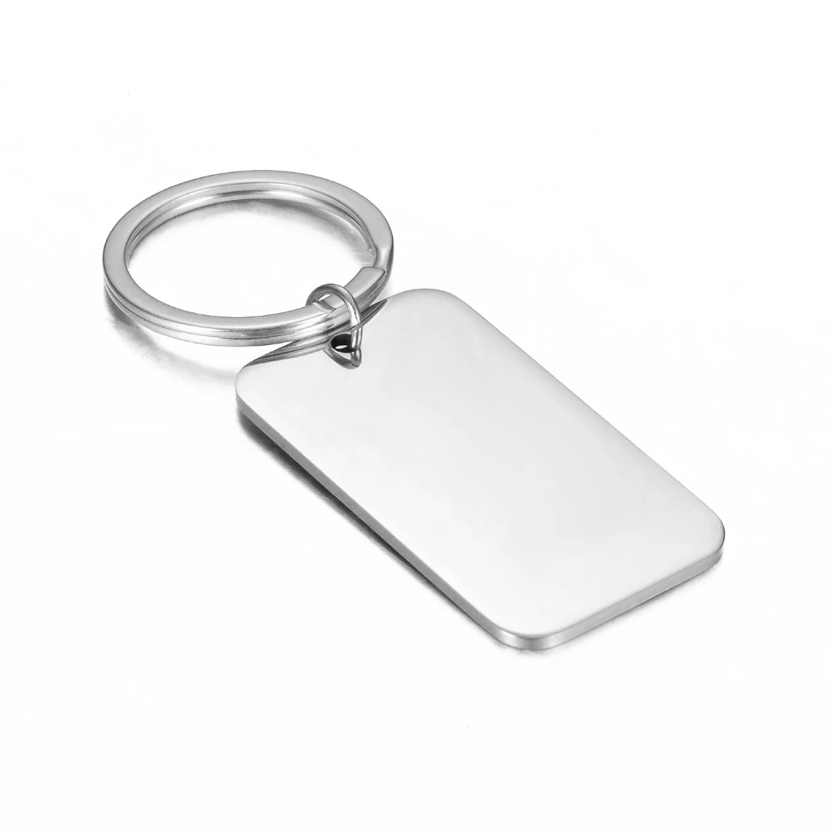 Stainless Steel Rectangle Blank ID Dog Tag Keychain Set for Custom Logo Jewelry Making