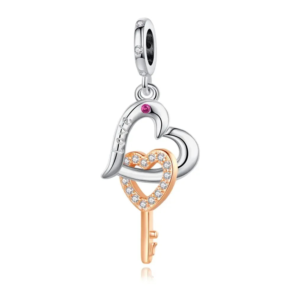 925 Sterling Silver Heart Wings Infinity Charm Gift Box Compatible with Pendant Bracelet Necklace for Ladies DIY Fine Jewelry