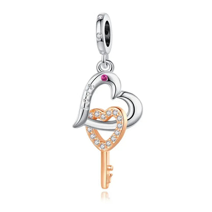 925 Sterling Silver Heart Wings Infinity Charm Gift Box Compatible with Pendant Bracelet Necklace for Ladies DIY Fine Jewelry
