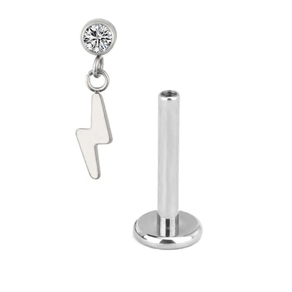 ASTM F136 Titanium Ear Piercing Pendant Chain Dangle Ear Studs with CZ Top Labret Lip Stud and Cartilage Earring Body Jewelry