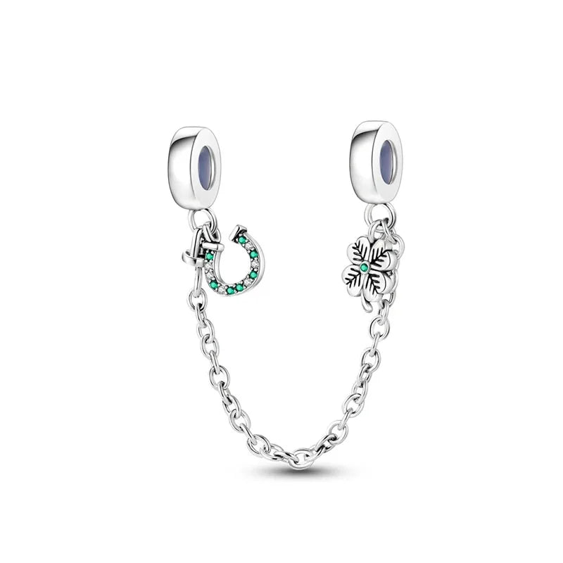 Lucky Leaf Dangle Bead Bracelet 925 Sterling Silver Plated DIY Jewelry Spacer B4017