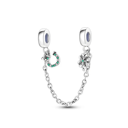 Lucky Leaf Dangle Bead Bracelet 925 Sterling Silver Plated DIY Jewelry Spacer B4017