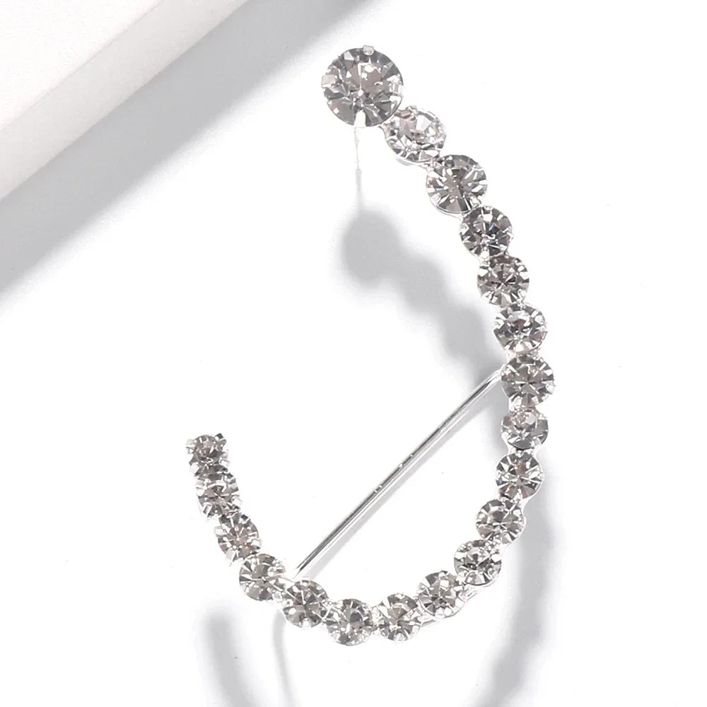 Stonefans Elegant Rhinestone Geometric Arc Earrings for Women