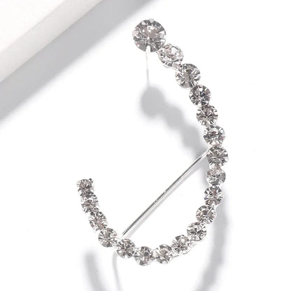 Stonefans Elegant Rhinestone Geometric Arc Earrings for Women
