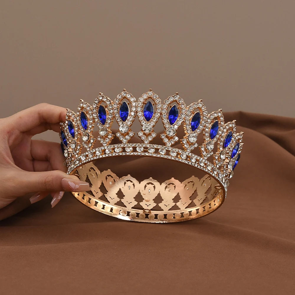 Vintage Crystal Baroque Rhinestone Tiara Bridal Wedding Headdress Hairpiece