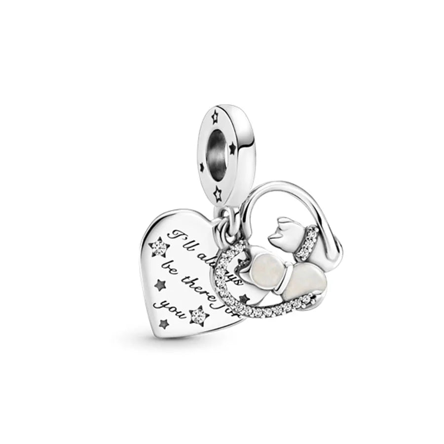 Exquisite 925 Silver Cat Claw Pendant Beads with Safety Chain for European Bracelets B1752