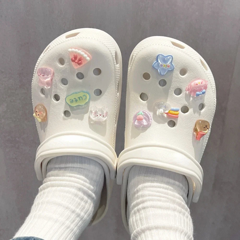 DIY 3D Cute Rainbow Bear Shoe Charms for Clogs Bag Slides and Sandals