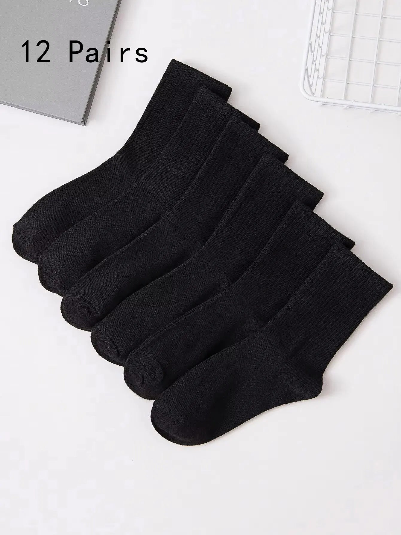 6/12 Pairs Middle Tube Socks For Men And Women Casual Single code 12 Pairs 1