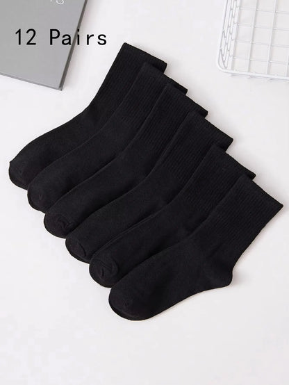 6/12 Pairs Middle Tube Socks For Men And Women Casual Single code 12 Pairs 1