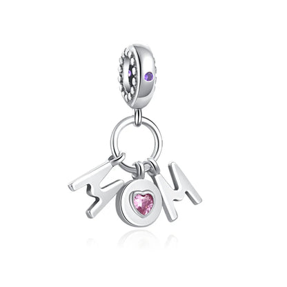 925 Sterling Silver DIY Mother's Day Mom Key Dangle Bead for Charm Bracelet Necklace Jewelry Accessories