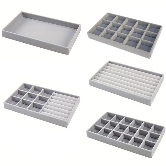 Velvet Jewelry Display Tray Exquisite Portable Organizer for Rings Earrings and Necklaces