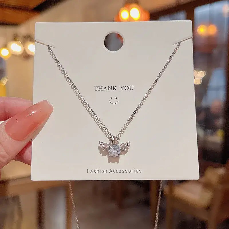 Korean Fashion Vintage Blue Crystal Pendant Necklace 06