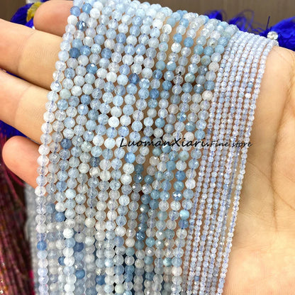 Elegant Faceted Aquamarine Beads for DIY Jewelry Making Bracelet Accessories