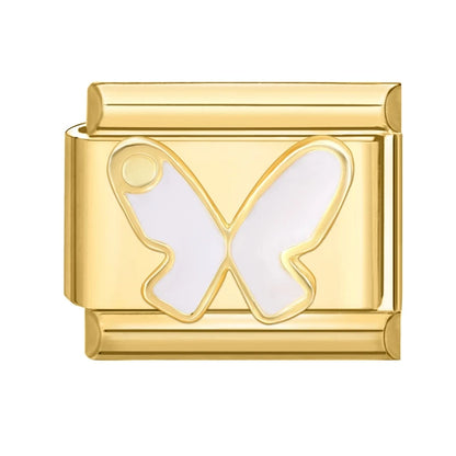 Golden 3D Bow Crown Flowers Pearl Charms for 9mm Italian Bracelet Stainless Steel DIY Jewelry
