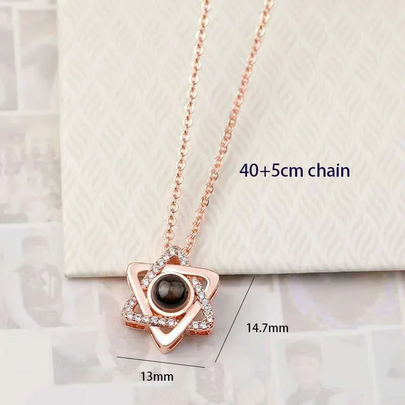 100 Languages I Love You Heart Pendant Necklace Romantic Projection Jewelry Gift for Women tyxl09mgj 40cm plus 5cm
