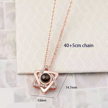 100 Languages I Love You Heart Pendant Necklace Romantic Projection Jewelry Gift for Women tyxl09mgj 40cm plus 5cm