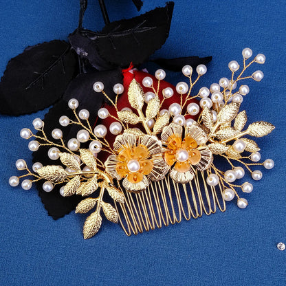 Elegant Alloy Flower Hair Combs for Bridal and Party Glamour