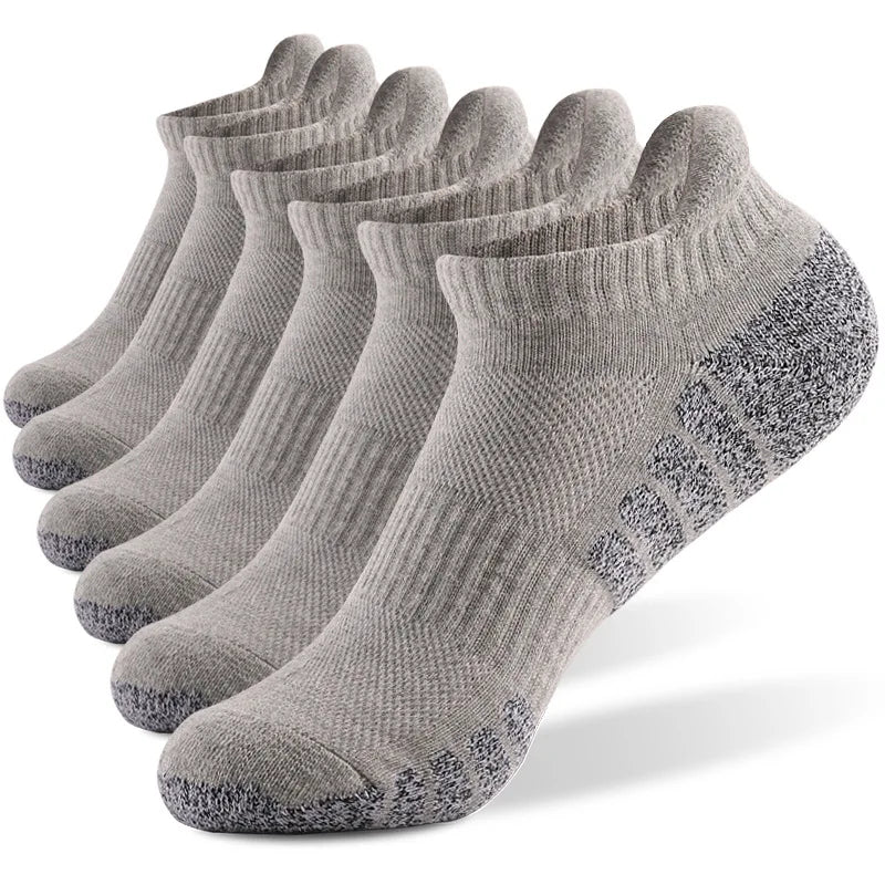 6 Pairs Mens Running Socks Terry Cushion Non Slip 35 To 47