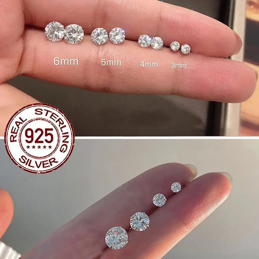 CWWZircons Sterling Silver 925 CZ Stud Earrings