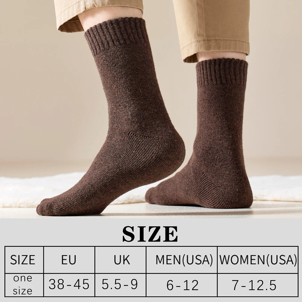 Thick Merino Wool Men Winter Crew Socks Warm Thermal