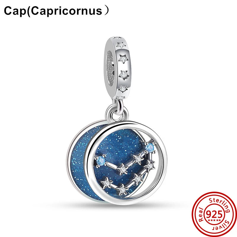 Fit Original Pantaro 925 Silver Zodiac Charm Bracelet with Colorful Zircon Beads N480