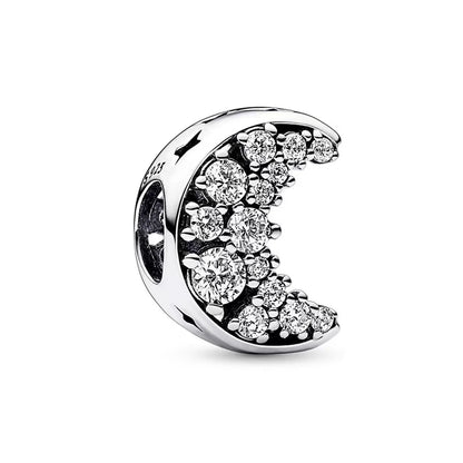 925 Sterling Silver Santa Elk Moon Star Bead Charm Cute