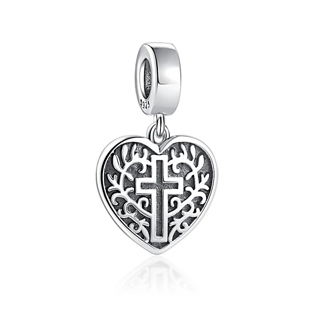 925 Sterling Silver Nurse Cross DIY Charms Beads Zircon