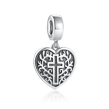 925 Sterling Silver Nurse Cross DIY Charms Beads Zircon