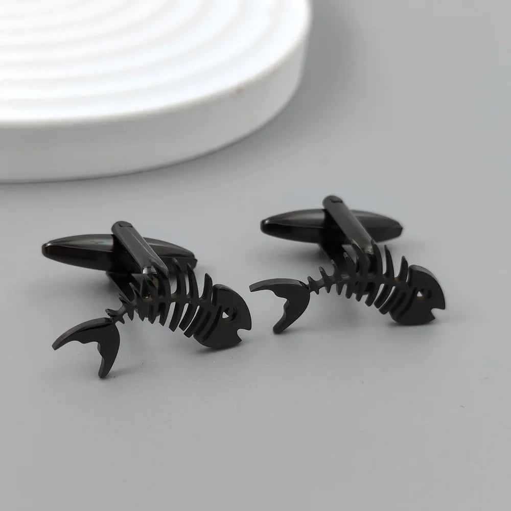 Gold-Plated Fish Bone Brooch Set for Men - Stylish Lapel Pin and Collar Accessory