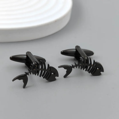 Gold-Plated Fish Bone Brooch Set for Men - Stylish Lapel Pin and Collar Accessory
