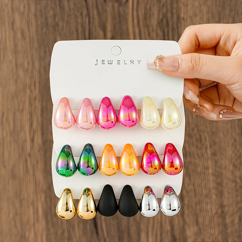 10 Piece Irregular Shaped Lightweight Women's Earring Set C Shaped and Teardrop Perfect for Daily Wear and Parties
