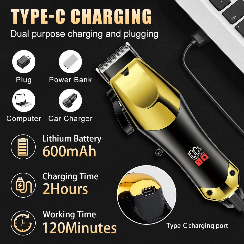 USB Rechargeable Hair Clippers Set for Men with Stainless Steel Blades and Electric Trimmers Ideal for Home Use