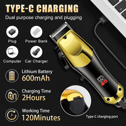 USB Rechargeable Hair Clippers Set for Men with Stainless Steel Blades and Electric Trimmers Ideal for Home Use