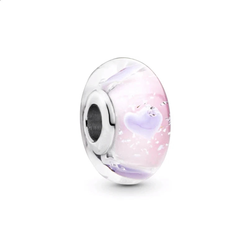 Pink Hot Air Balloon Daisy Murano Glass Charm for European Silver Bracelet SS1284