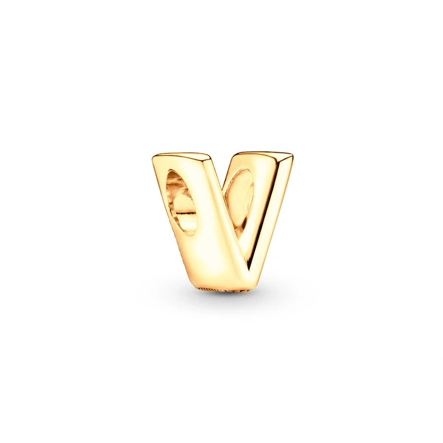 Gold Plated A To Z Alphabet Charm Beads For 925 Bracelet