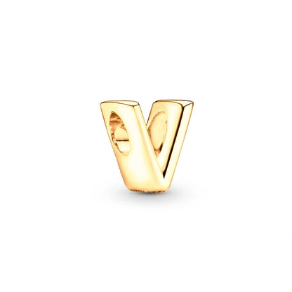 Gold Plated A To Z Alphabet Charm Beads For 925 Bracelet