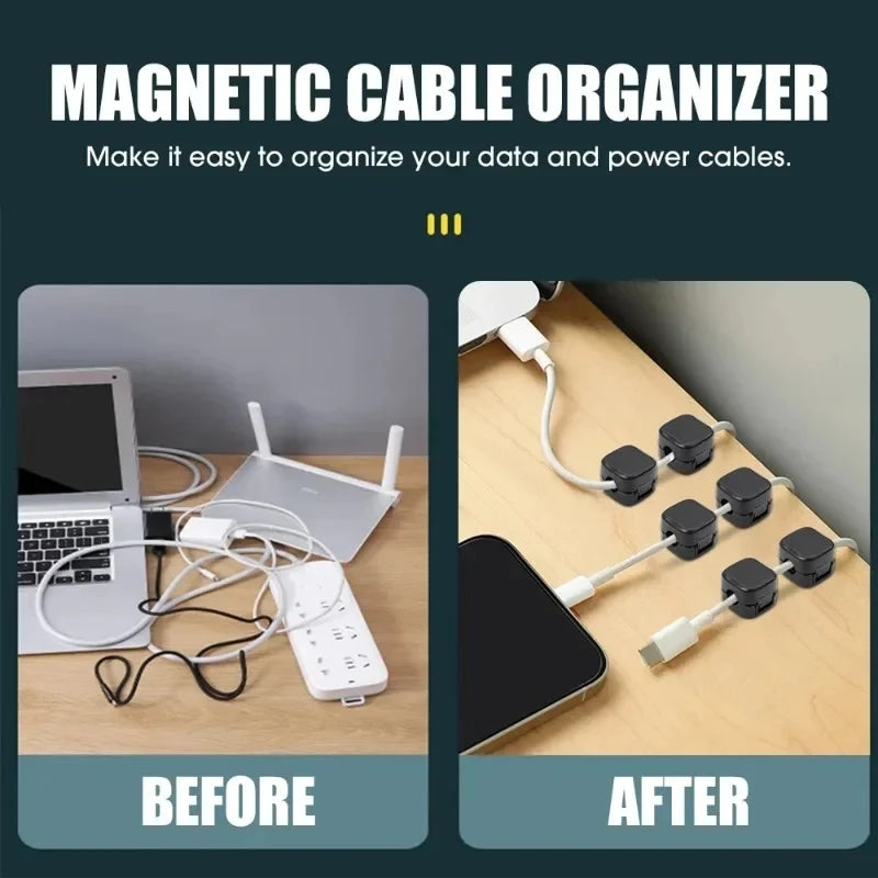 Magnetic Cable Clip With Adhesive Base 7.5mm Slot Wire Holder Cord Organizer For Home Office Desk Management