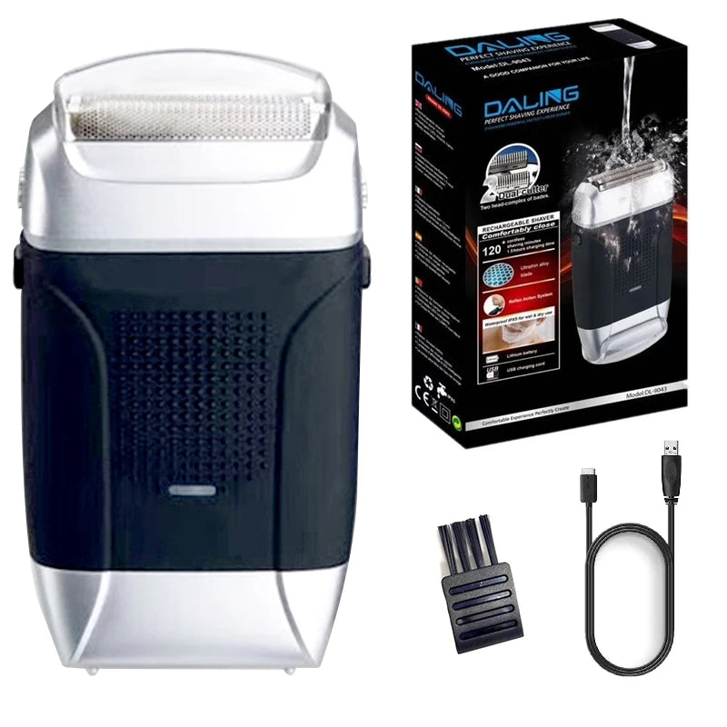 Powerful Electric Shaver for Men Wet Dry Rechargeable USB Razor with Stainless Steel Blades and Fast Charging
