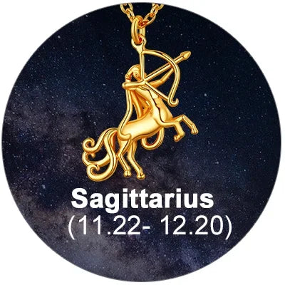 U7 Zodiac Constellations Pendant Necklace Unisex 3D Horoscope Charm Jewelry Gift