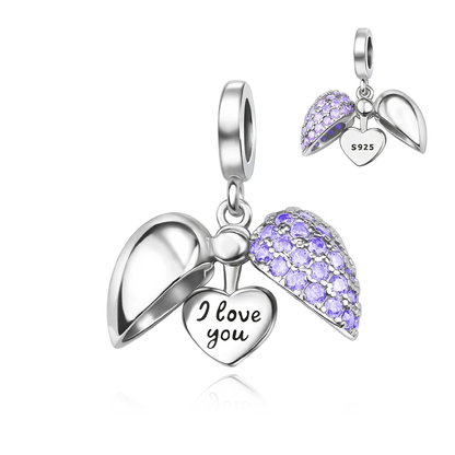 925 Sterling Silver Colorful Heart Charm Pendant for Women DIY Bracelets and Necklaces Fine Jewelry