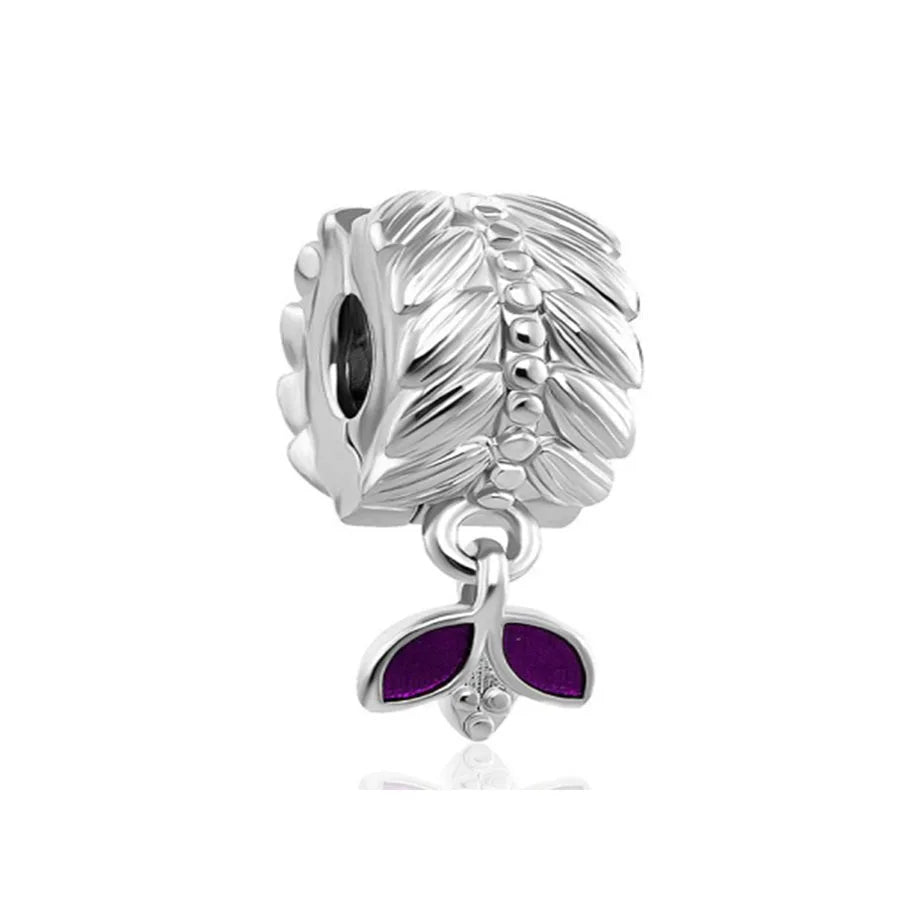 Yinyang Flower Clover Pendant 925 Silver Amulet for Bracelets DIY Jewelry Gift B1403