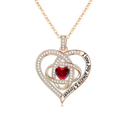 Luxury Red Zircon Pendant Necklace with Rose Flower Gift Box for Women RG-134-3
