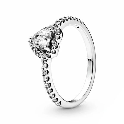 925 Sterling Silver Colorful Heart Zircon Ring for Women Unique Valentine Birthday Gift Sizes 6 to 9
