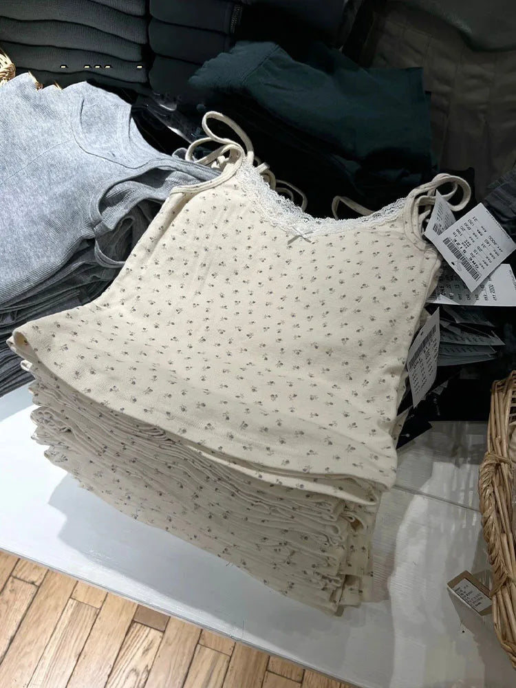 Dozw Lace Knitted Cotton Camisole Top For Women Chic