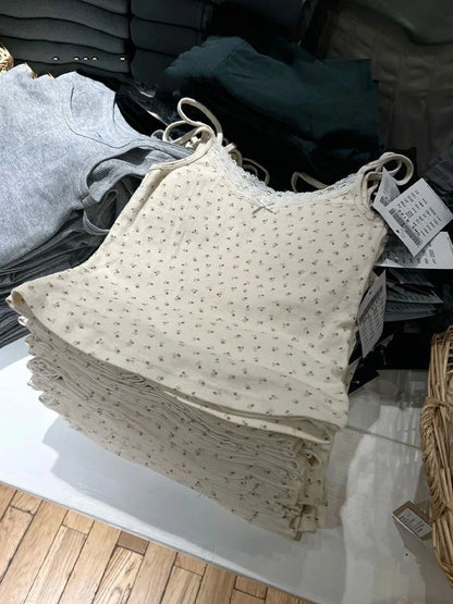 Dozw Lace Knitted Cotton Camisole Top For Women Chic