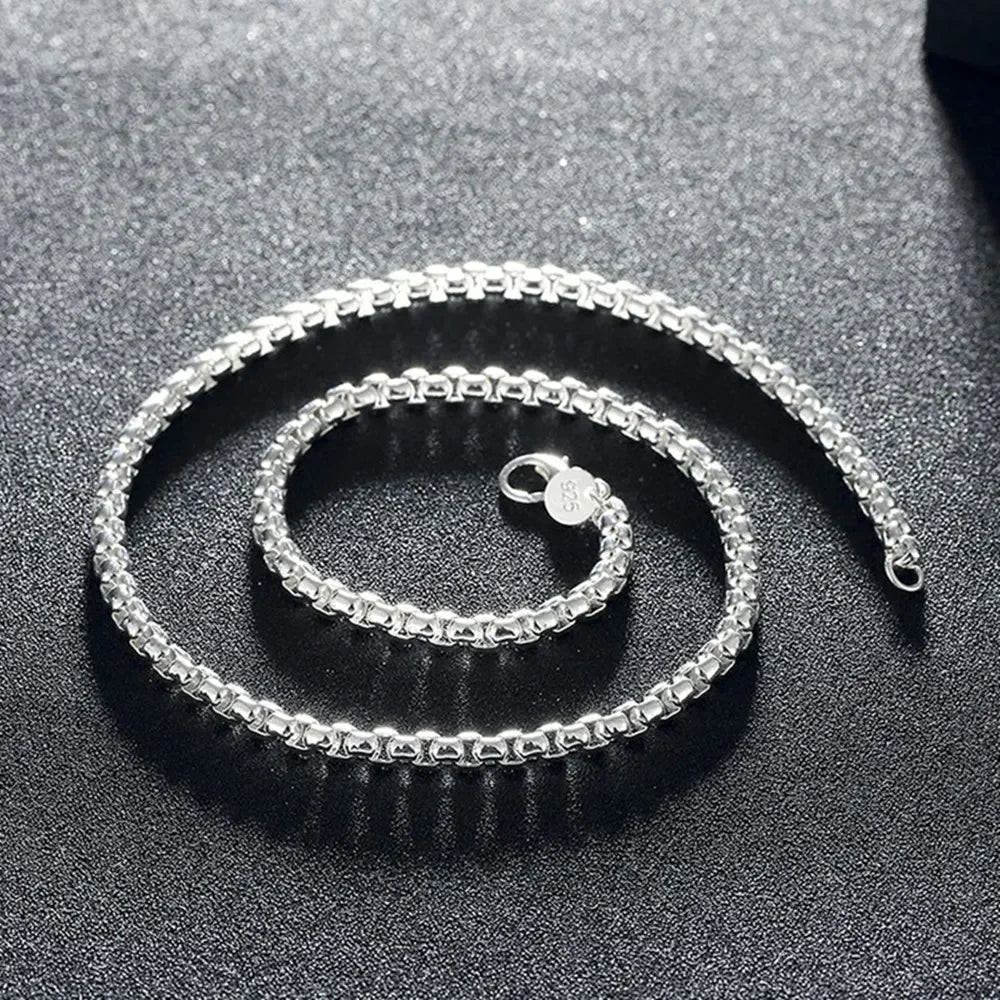 Retro Silver Plated Chain Necklace and Bracelet Set for Men and Women Perfect for Weddings and Engagements