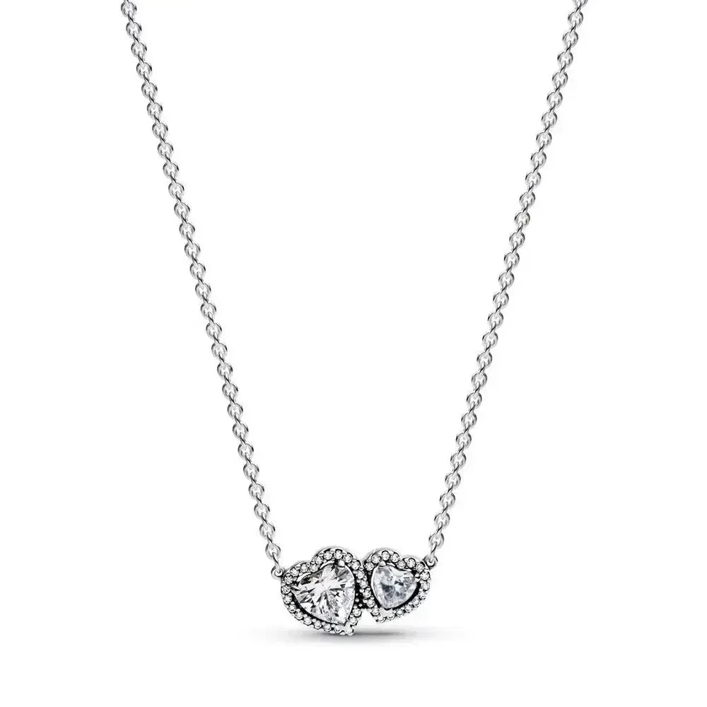 Luxury 925 Sterling Silver Colorful Arrow Heart Bow Tie Feather Pendant Necklace Charming DIY Gift for Women