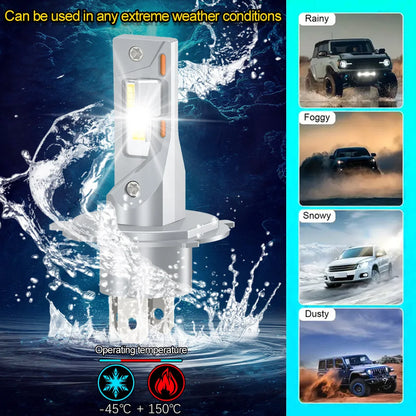 Ultra-Bright H4 LED Headlight Bulbs 29000LM 110W 6500K Fanless CSP Chips for Cars 12V 24V IP68 Waterproof 2-Pack