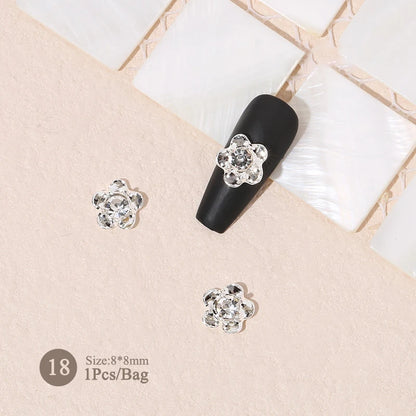 Elegant Gold Silver Metal Bowknot Nail Charm 3D Rhinestone Decor for DIY Manicure Art