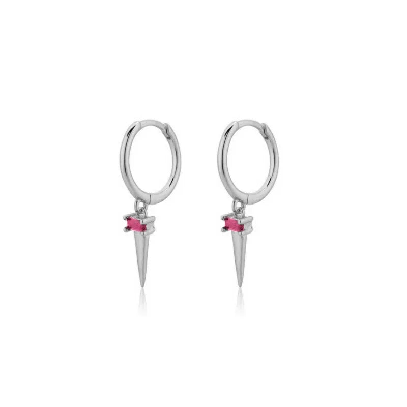 Rose Red Zircon Hoop Earrings for Women Minimalist Dangle Party Jewelry Trend 2025